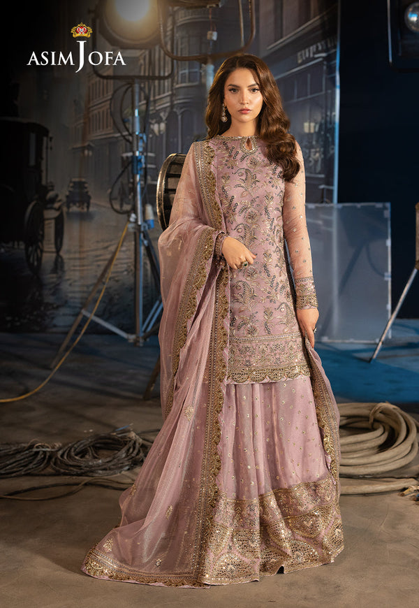 AJLFF-18 Embroidered Zari Check Net 3 Pcs