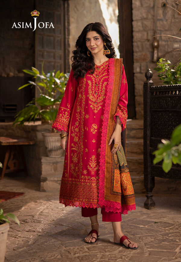 AJUW-12 EMBROIDERED KHADDAR 3 Pcs