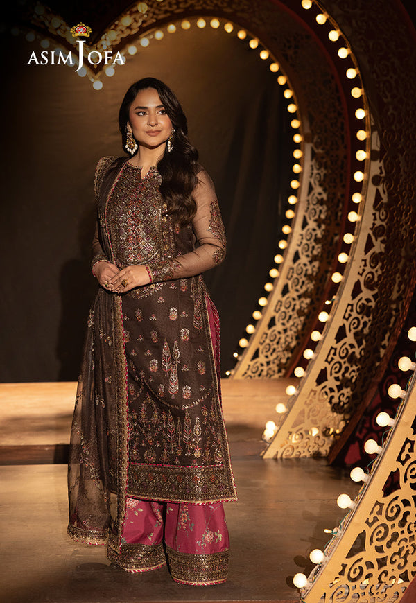 AJLFF-11 Embroidered Javeria Net 3 Pcs