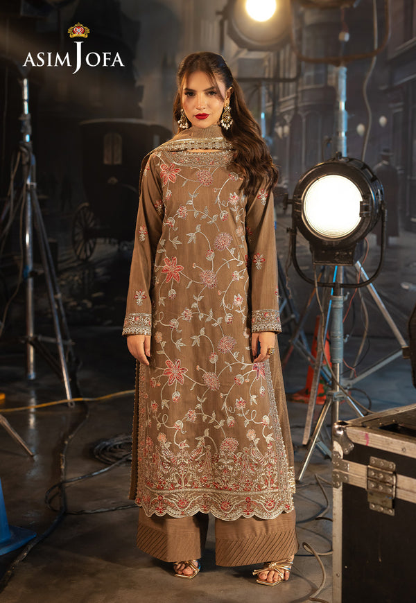AJFO-12 EMBROIDERED NET UNSTITCHED 3 PCS