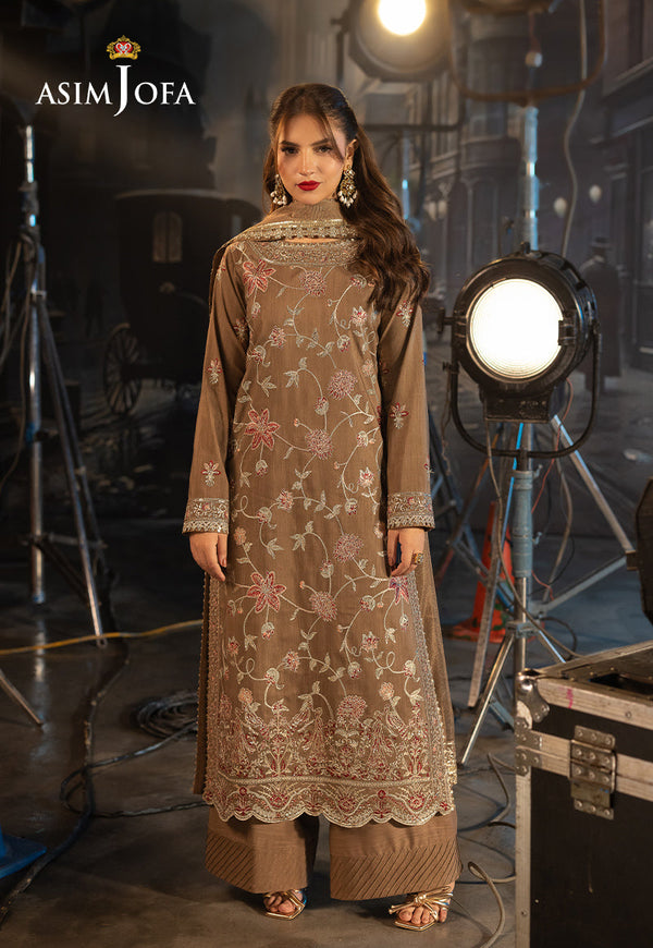 AJFO-12 EMBROIDERED NET UNSTITCHED 3 PCS