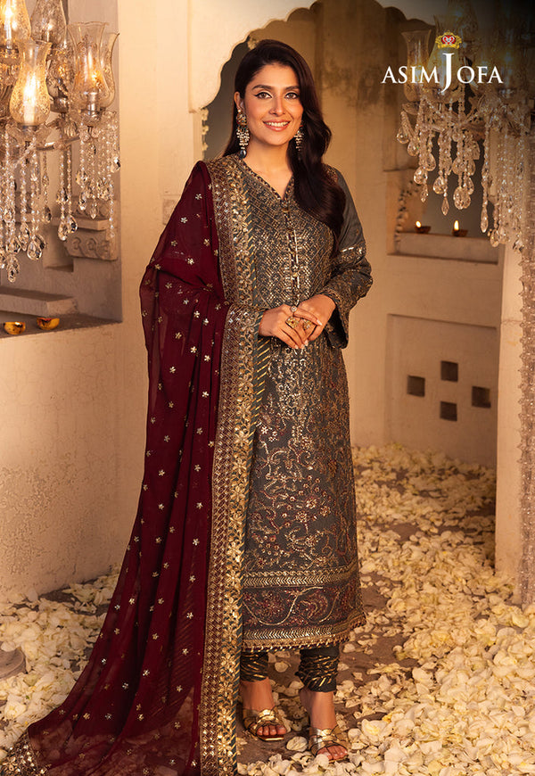 AJSH-07 EMBROIDERED RAW SILK 3 PCS