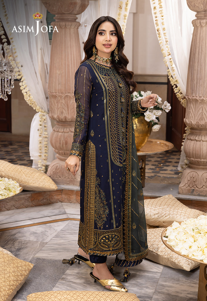 AJSH-12 EMBROIDERED CHIFFON 3 PCS – Rania Jofa