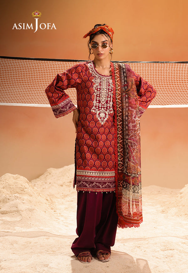 AJUBU-26 Printed Embroidered Lawn 3 Pcs