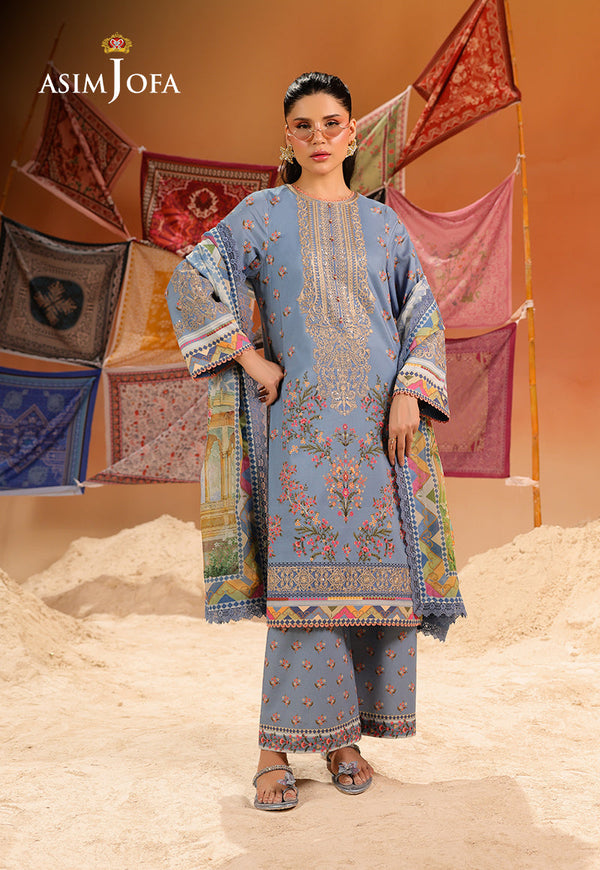 AJUBU-11 Printed Embroidered Lawn 3 Pcs