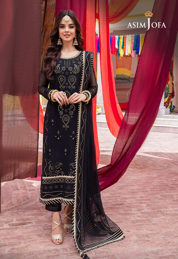 AJAB-18 EMBROIDERED CHIFFON 3 PCS