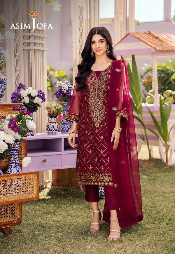 AJCFB -01 EMBROIDERED CHIFFON STITCHED 3 PCS