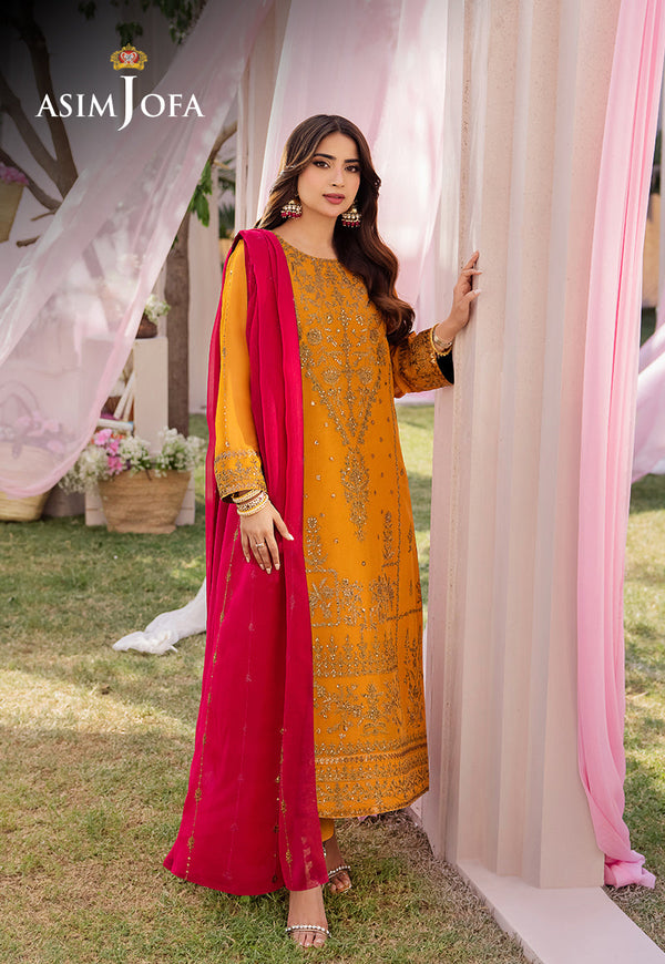 AJCFB-25 EMBROIDERED CHIFFON STITCHED 3 PCS