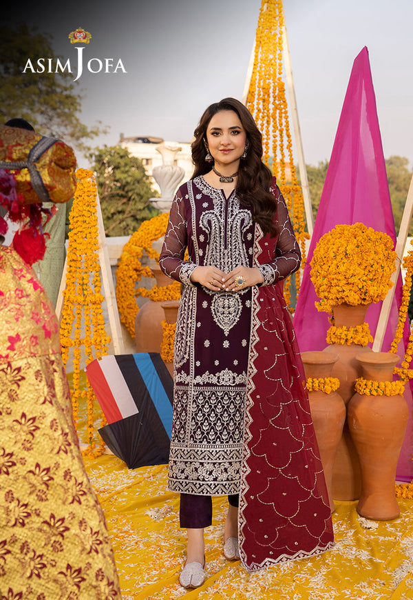 AJDAB-01 EMBROIDERED CHIFFON STITCHED 3 PCS