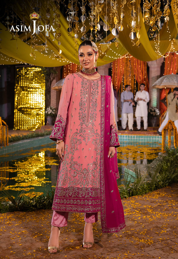 AJDAB-28 EMBROIDERED CHIFFON STITCHED 3 PCS
