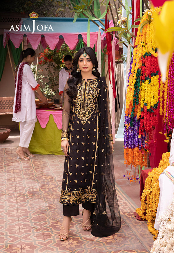 AJEMB-04 EMBROIDERED NET STITCHED 3 PCS
