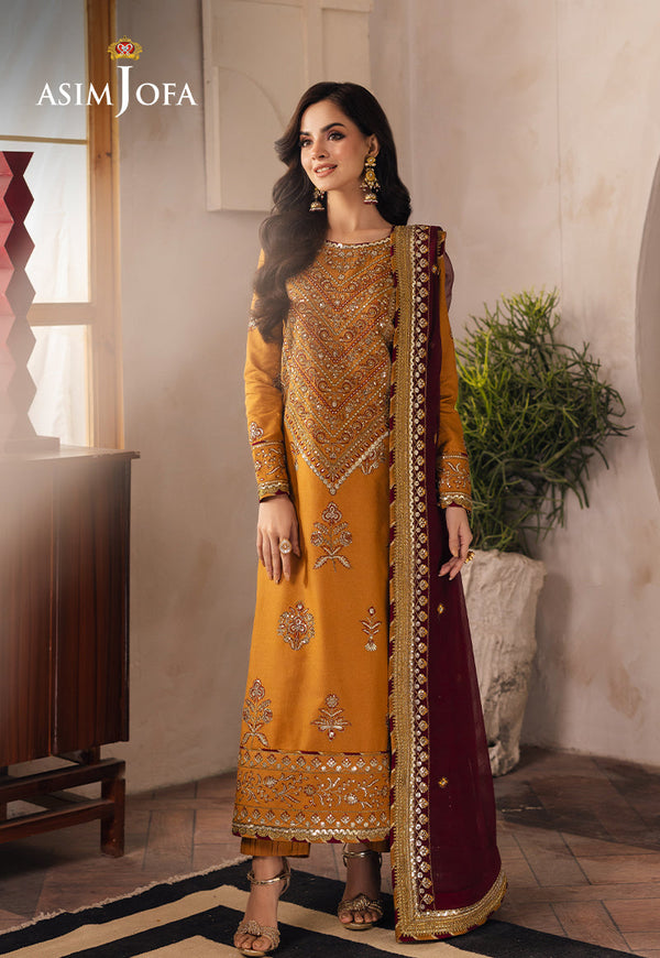 AJHED-07 EMBROIDERED JUMBO SILK STITCHED 3 PCS