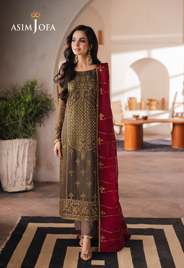 AJHEB-06 EMBROIDERED CHIFFON STITCHED 3 PCS
