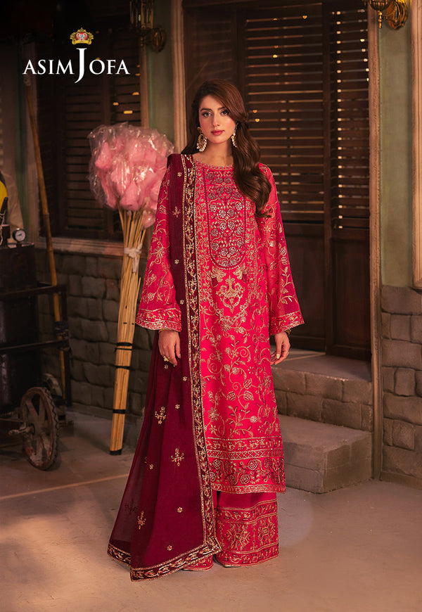 AJKKB-11 EMBROIDERED CHIFFON STITCHED 3 PCS