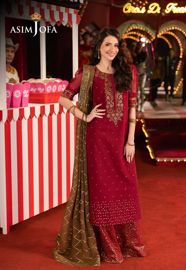 AJLFB-04 EMBROIDERED CHIFFON STITCHED 3 PCS