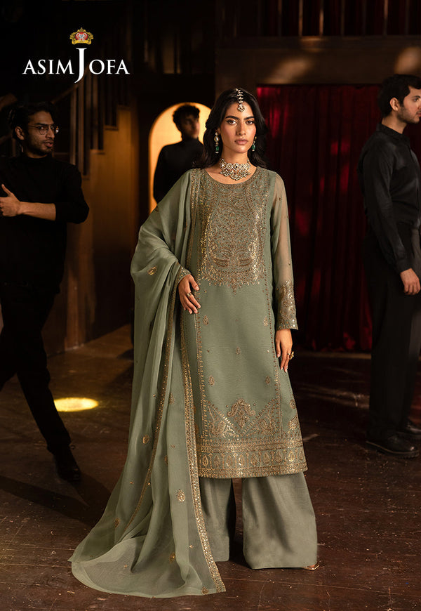 AJLFB-07 EMBROIDERED CHIFFON STITCHED 3 PCS