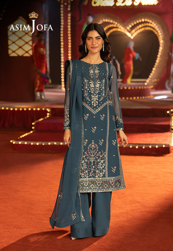 AJLFFB-15 Embroidered Chiffon Stitched 3 Pcs