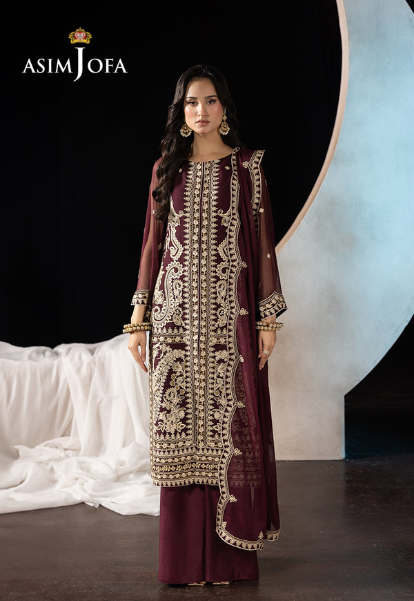 AJLLFB-19 Embroidered Chiffon Stitched 3 Pcs