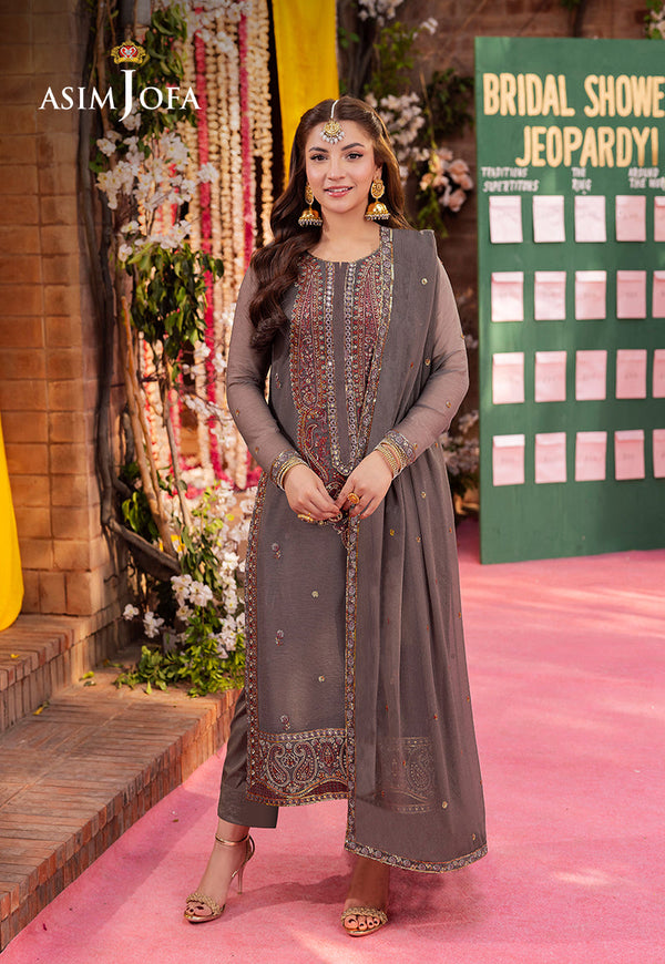 AJMJB-19 EMBROIDERED CHIFFON STITCHED 3 PCS