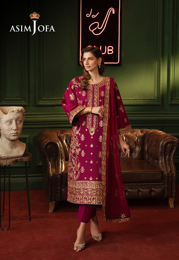 AJPFB-13 EMBROIDERED LAWN SILK STITCHED 3 PCS