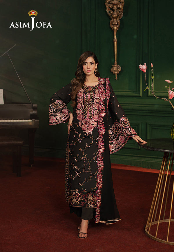 AJPFB-19 EMBROIDERED SILK STITCHED 3 PCS