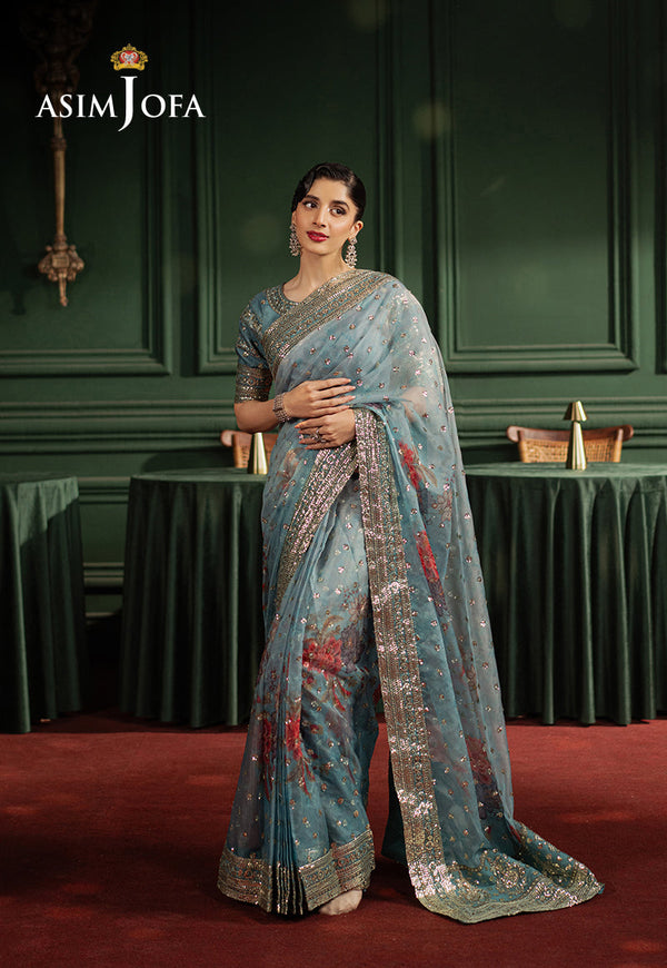 AJPFB-27 PRINTED EMBROIDERED SAREE STITCHED 2 PCS