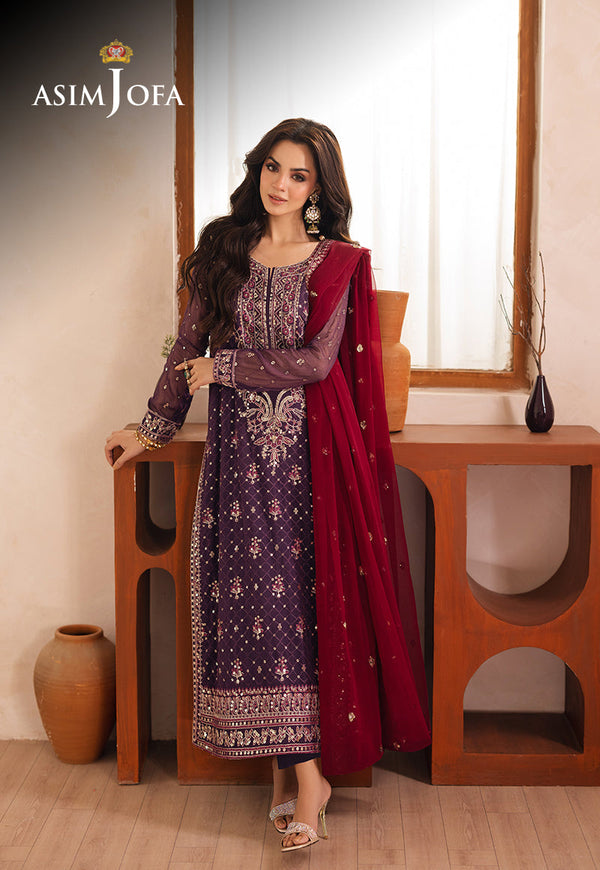 AJHEB-01 EMBROIDERED CHIFFON STITCHED 3 PCS